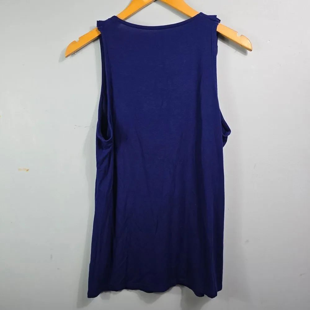 Merona Navy Ruffle-Front Sleeveless Tank Size L - Picture 7 of 7